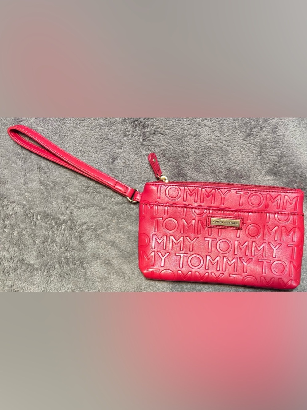 Tommy Hilfiger Red Monogram Clutch.